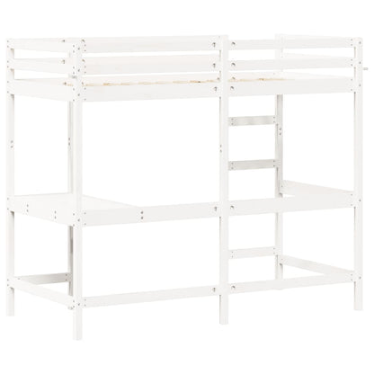vidaXL Letto Soppalco con Scrivania Bianco 90x200 cm Massello Pino