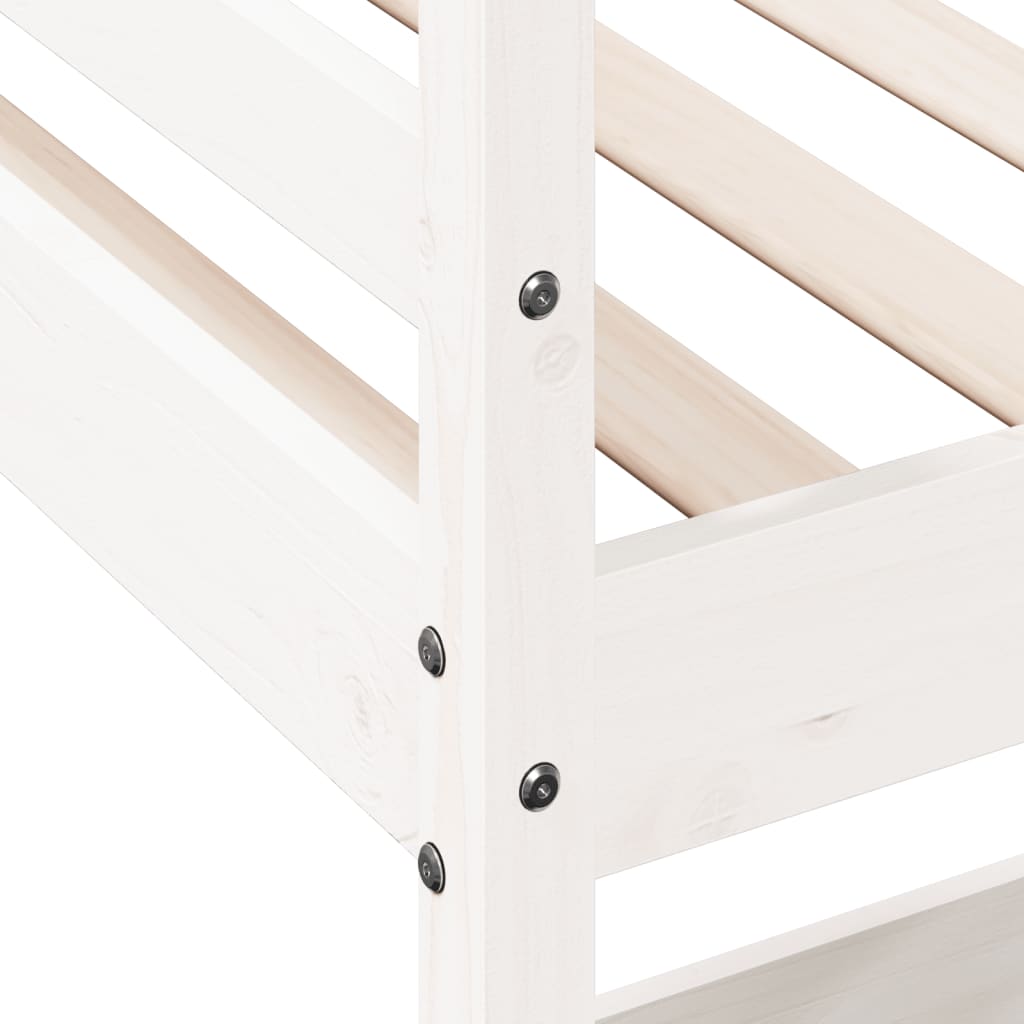 vidaXL Letto Soppalco con Scrivania Bianco 90x200 cm Massello Pino