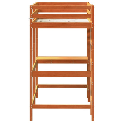 vidaXL Letto Soppalco con Scrivania Marrone Cera 90x200 cm Legno Pino
