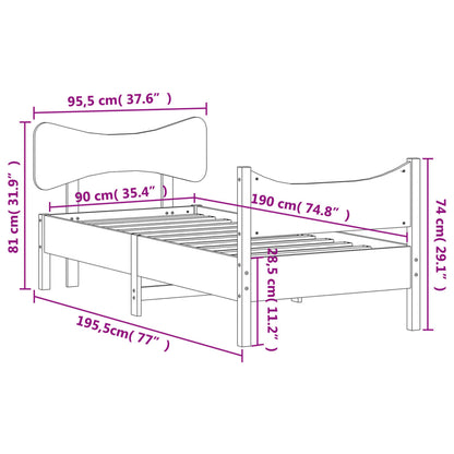 vidaXL Letto senza Materasso Marrone Cera 90x190 cm in Legno di Pino VIDAXL