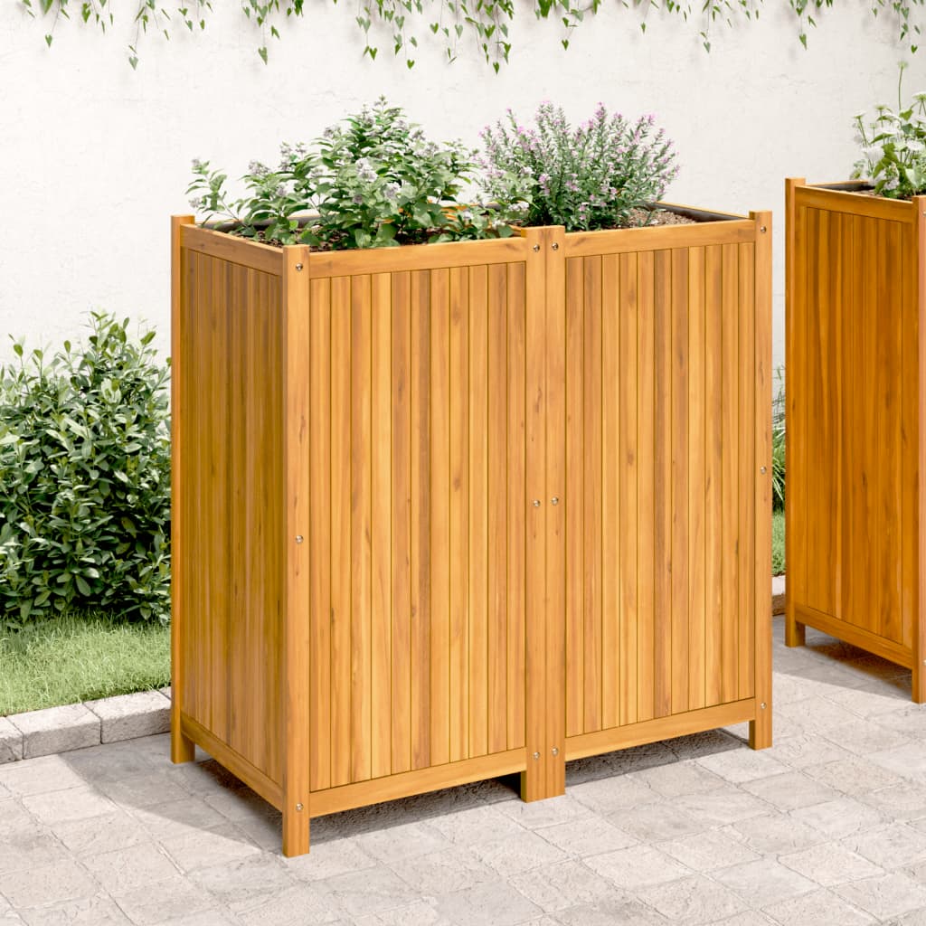vidaXL Fioriera Giardino con Rivestimento 100x50x100cm Massello Acacia VIDAXL