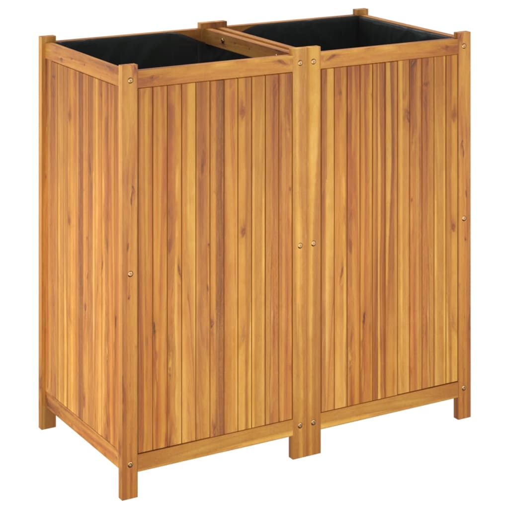 vidaXL Fioriera Giardino con Rivestimento 100x50x100cm Massello Acacia VIDAXL