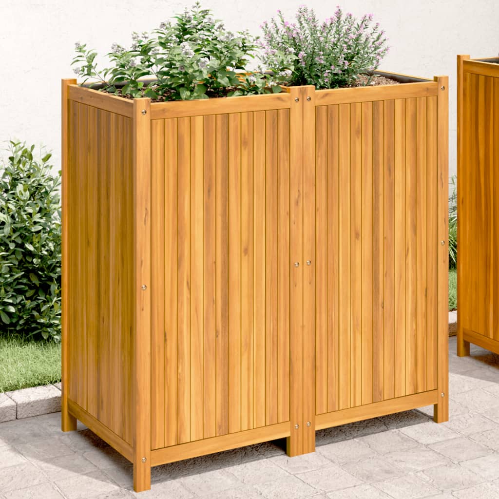 vidaXL Fioriera Giardino con Rivestimento 100x50x100cm Massello Acacia VIDAXL