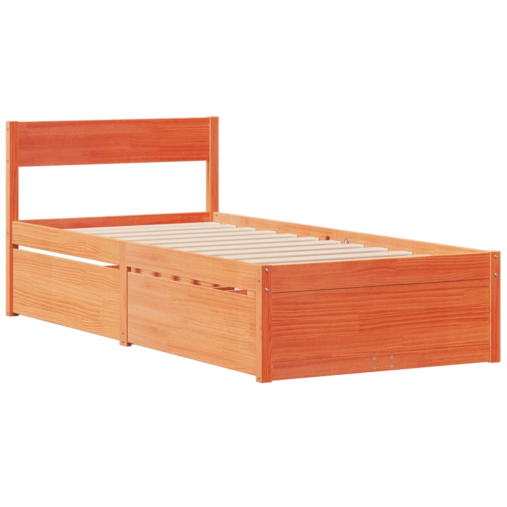vidaXL Letto senza Materasso Marrone Cera 90x200 cm Legno di Pino VIDAXL