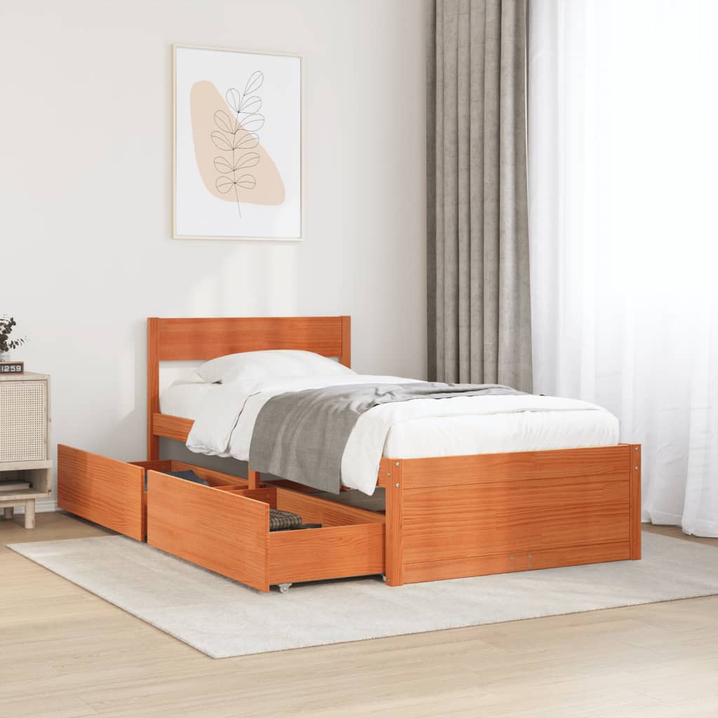 vidaXL Letto senza Materasso Marrone Cera 90x200 cm Legno di Pino VIDAXL