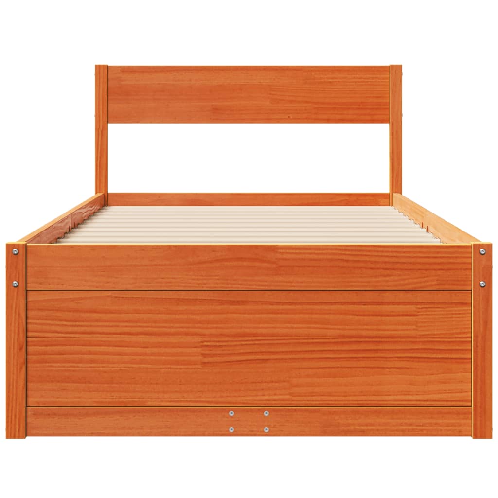 vidaXL Letto senza Materasso Marrone Cera 90x200 cm Legno di Pino VIDAXL