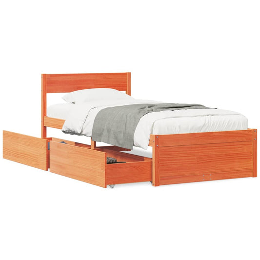 vidaXL Letto senza Materasso Marrone Cera 90x200 cm Legno di Pino VIDAXL