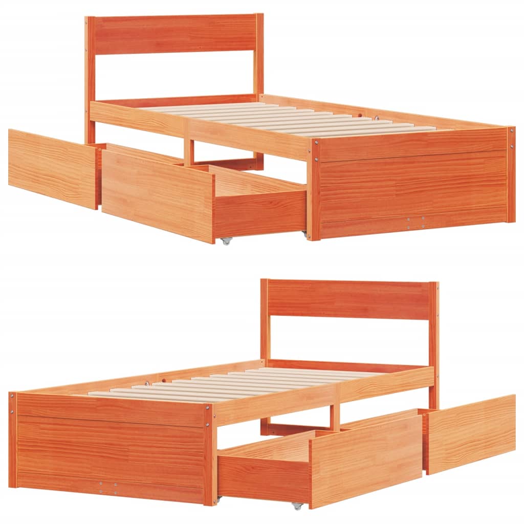 vidaXL Letto senza Materasso Marrone Cera 90x190 cm in Legno di Pino VIDAXL