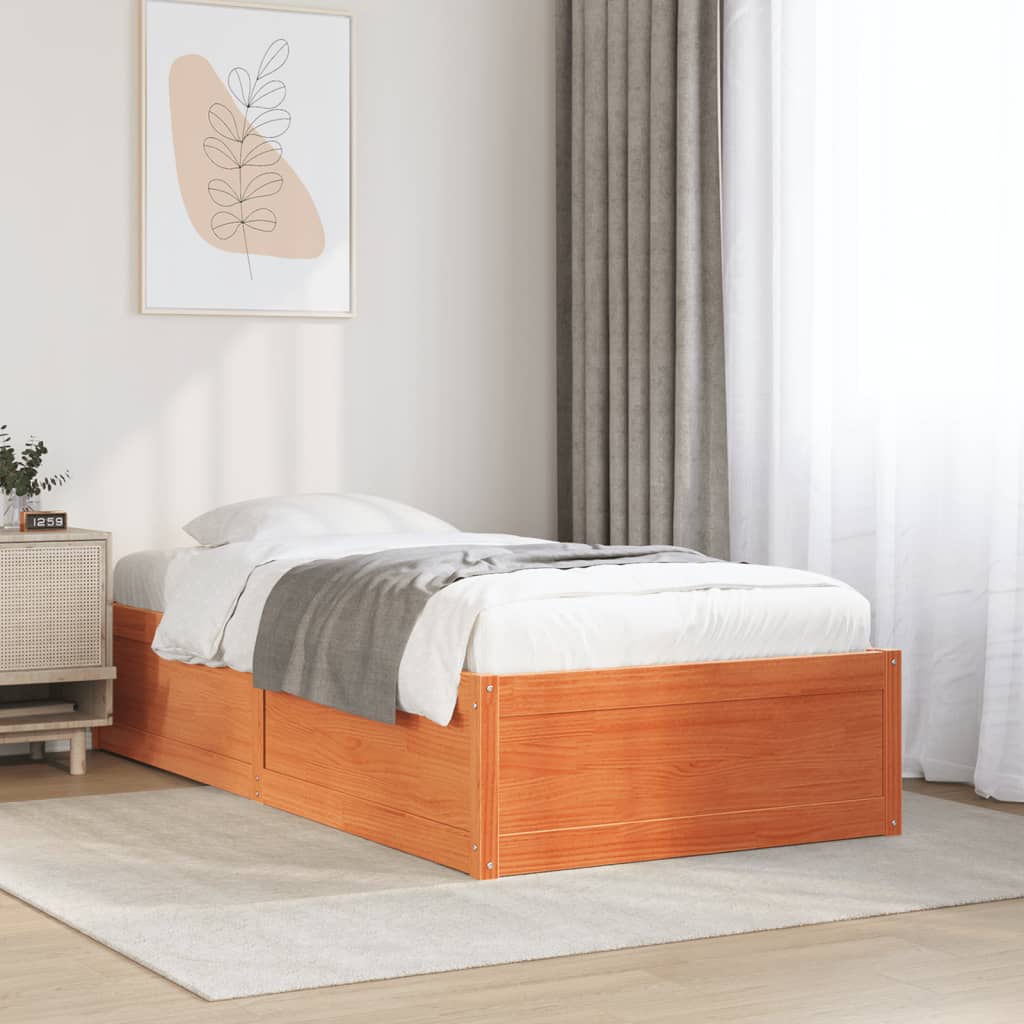 vidaXL Letto senza Materasso Marrone Cera 90x200 cm Legno di Pino VIDAXL