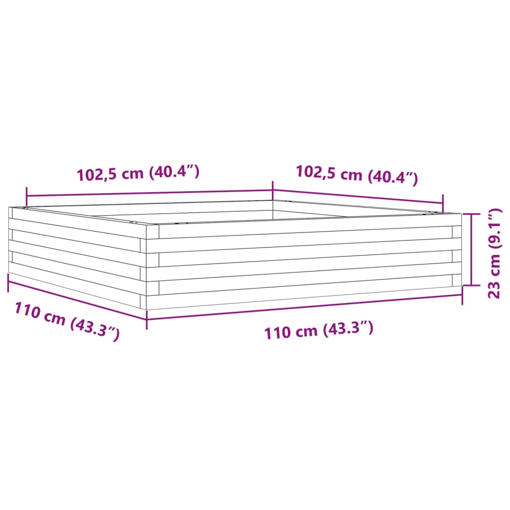 vidaXL Fioriera Giardino Marrone Cera 110x110x23cm Legno Massello Pino VIDAXL