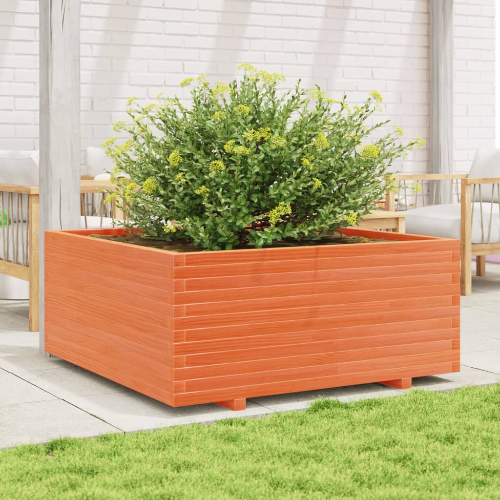 vidaXL Fioriera Giardino Marrone Cera 110x110x49,5 Legno Massello Pino