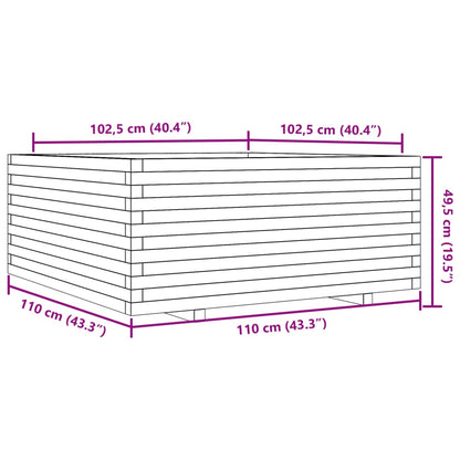 vidaXL Fioriera Giardino Marrone Cera 110x110x49,5 Legno Massello Pino
