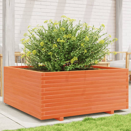 vidaXL Fioriera Giardino Marrone Cera 110x110x49,5 Legno Massello Pino