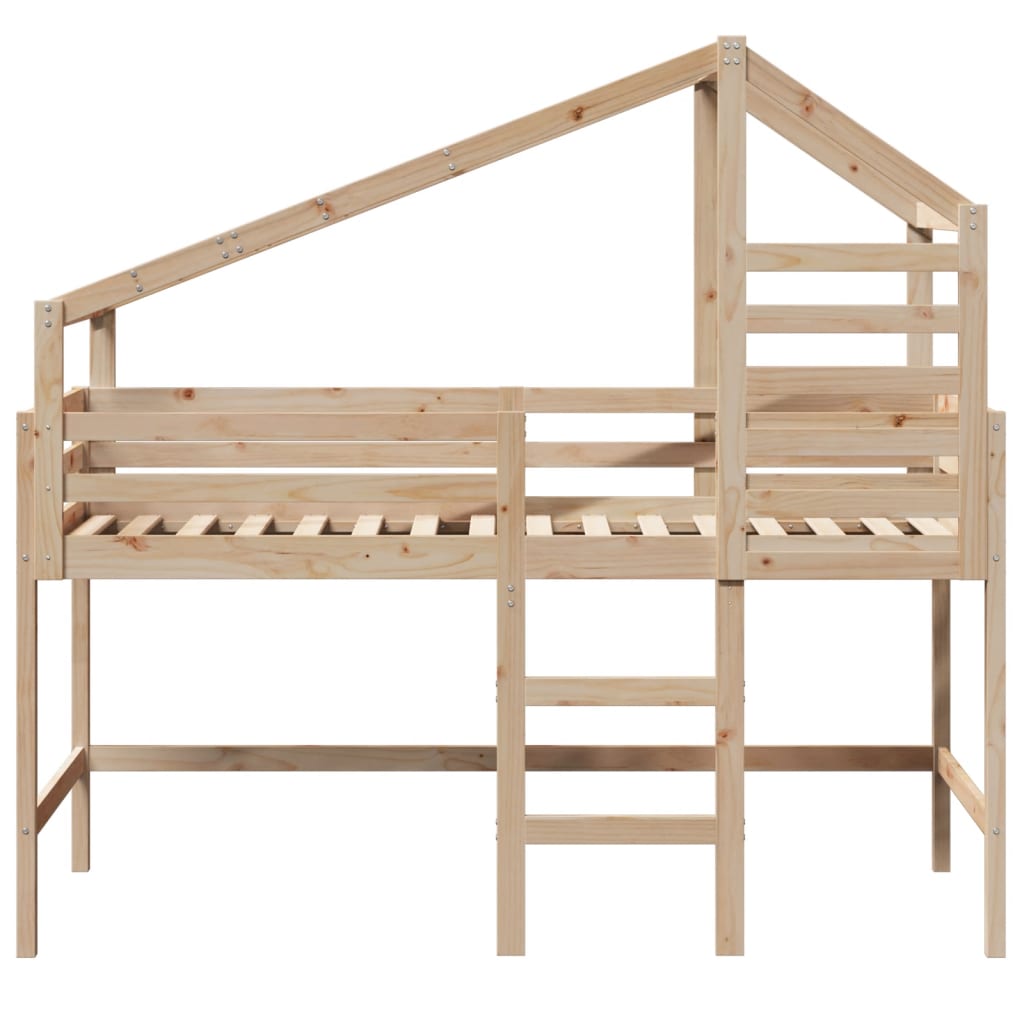 vidaXL Letto Soppalco con Scala e Tetto 90x200 cm Legno Massello Pino VIDAXL