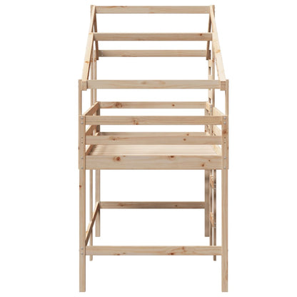 vidaXL Letto Soppalco con Scala e Tetto 90x200 cm Legno Massello Pino VIDAXL