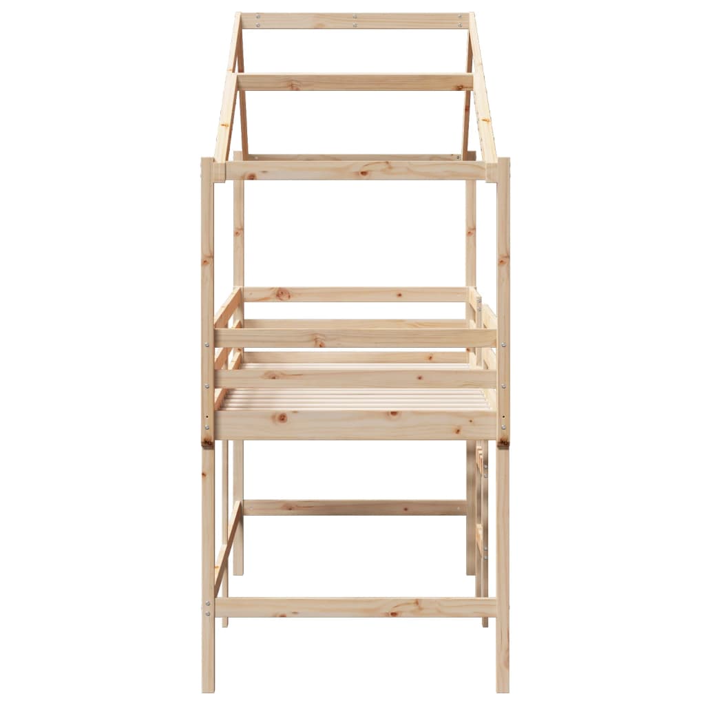 vidaXL Letto Soppalco con Scala e Tetto 90x200 cm Legno Massello Pino VIDAXL