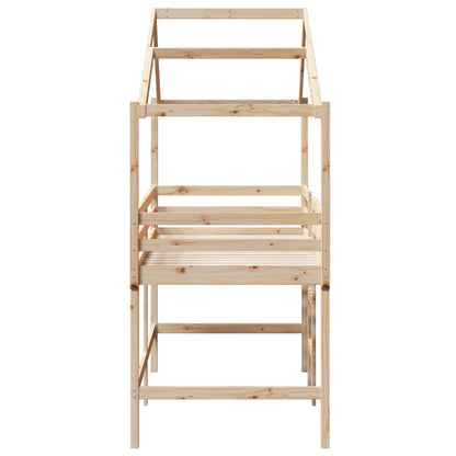 vidaXL Letto Soppalco con Scala e Tetto 90x200 cm Legno Massello Pino VIDAXL