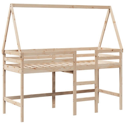 vidaXL Letto Soppalco con Scala e Tetto 90x200 cm Legno Massello Pino