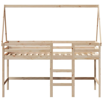 vidaXL Letto Soppalco con Scala e Tetto 90x200 cm Legno Massello Pino