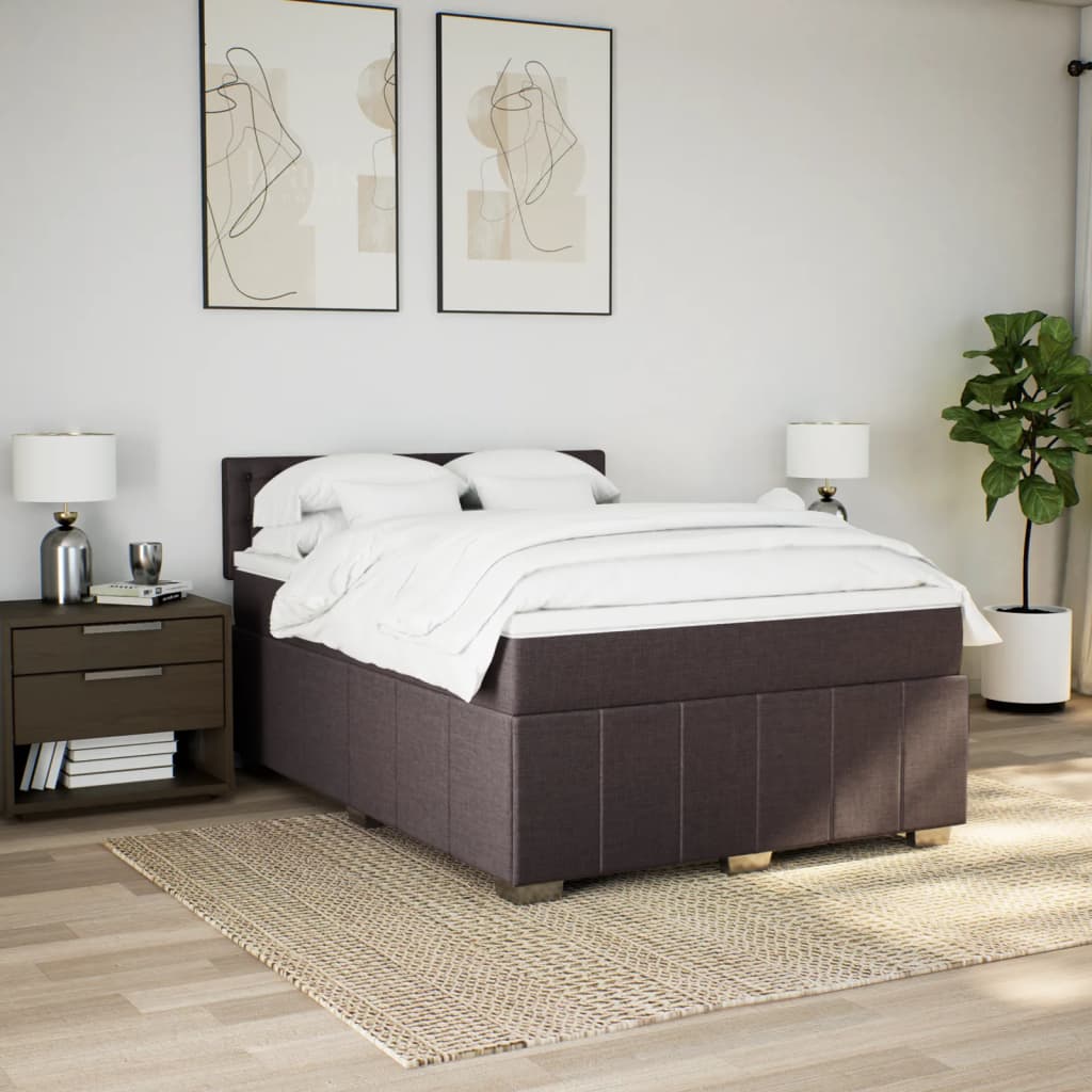 vidaXL Giroletto a Molle con Materasso Marrone Scuro 140x200cm Tessuto VIDAXL