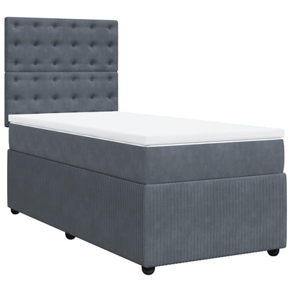 vidaXL Giroletto a Molle con Materasso Grigio Scuro 80x200 cm Velluto