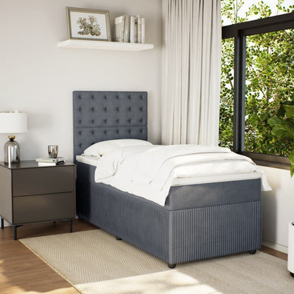 vidaXL Giroletto a Molle con Materasso Grigio Scuro 80x200 cm Velluto