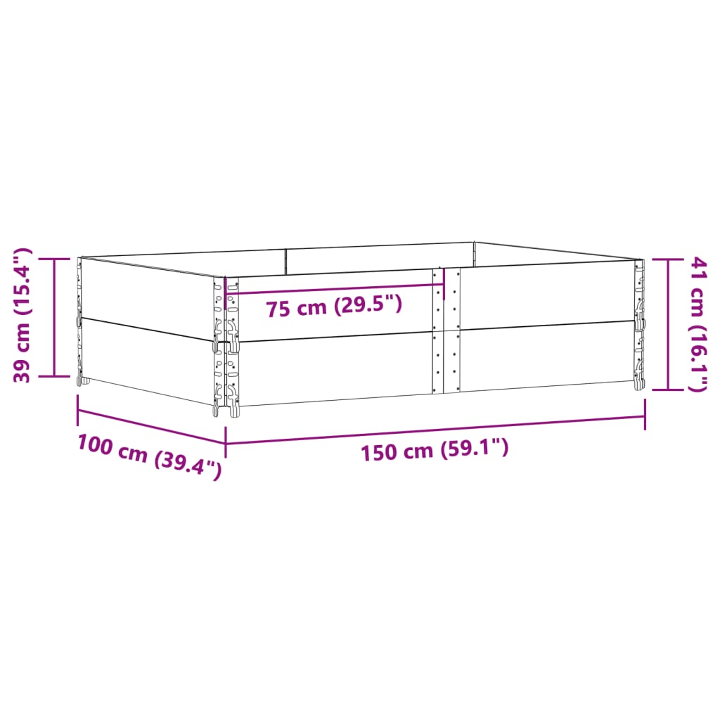 vidaXL Fioriera da Giardino Grigia 150x100 cm Legno Massello di Pino VIDAXL
