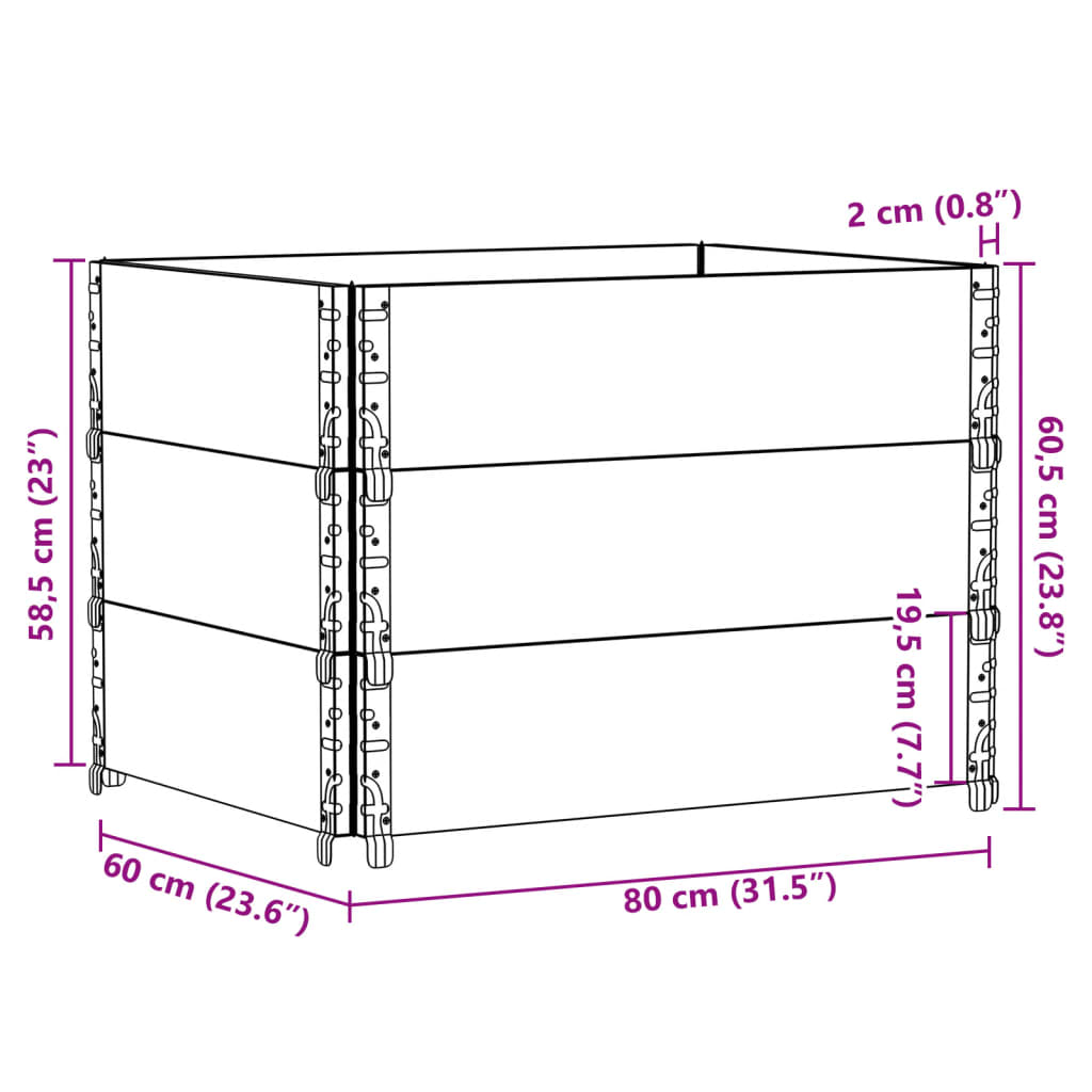 vidaXL Fioriera da Giardino Nera 80x60 cm in Legno Massello di Pino VIDAXL