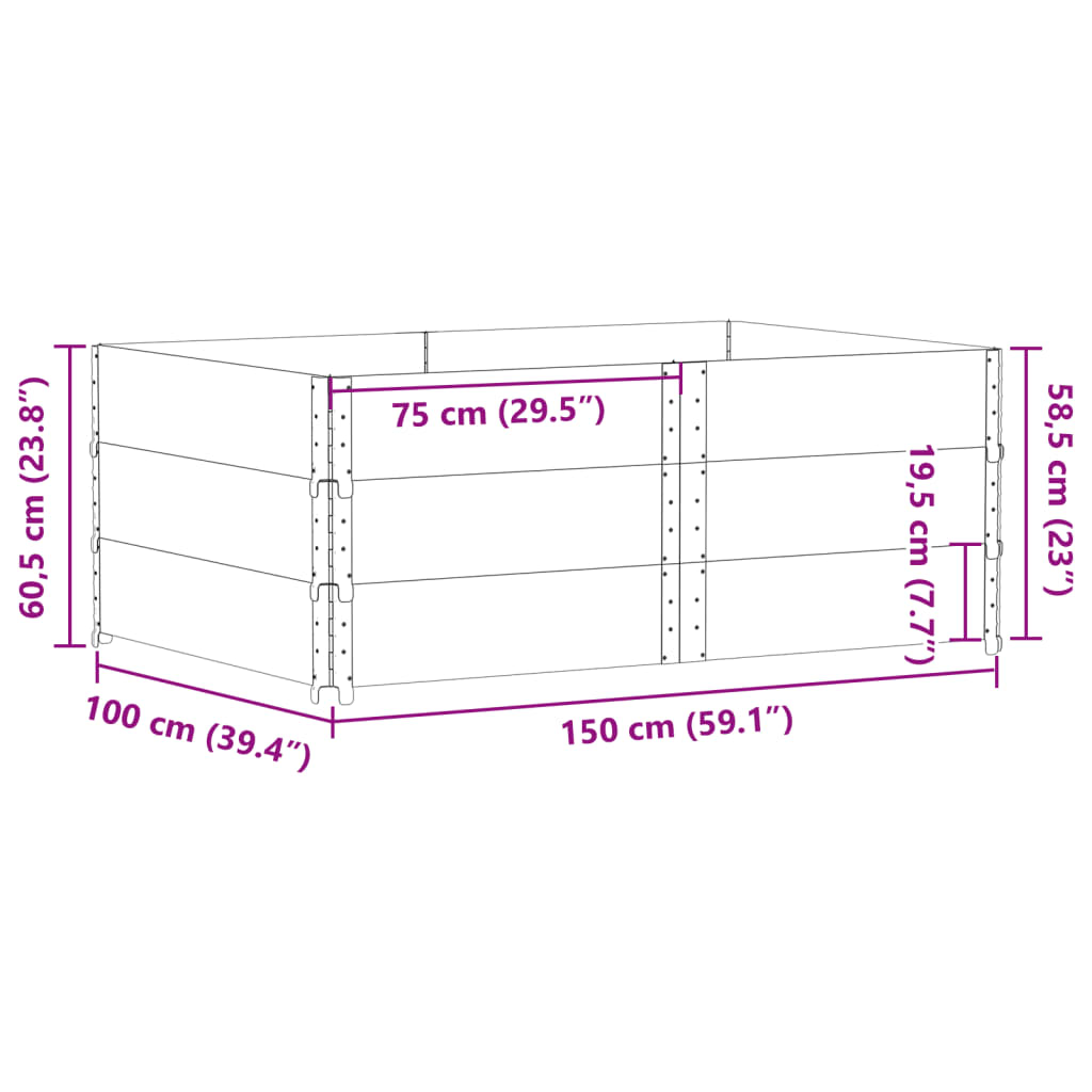 vidaXL Fioriera da Giardino Grigia 150x100 cm Legno Massello di Pino VIDAXL