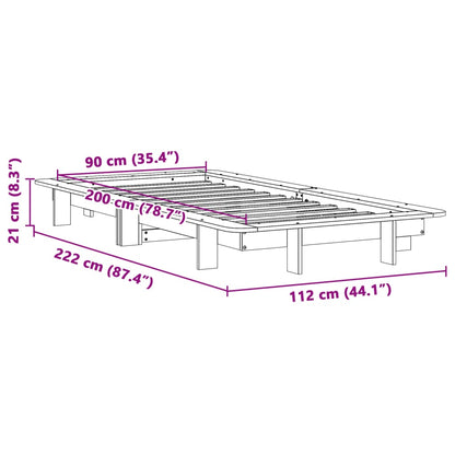 vidaXL Letto senza Materasso Marrone Cera 90x200 cm Legno di Pino VIDAXL