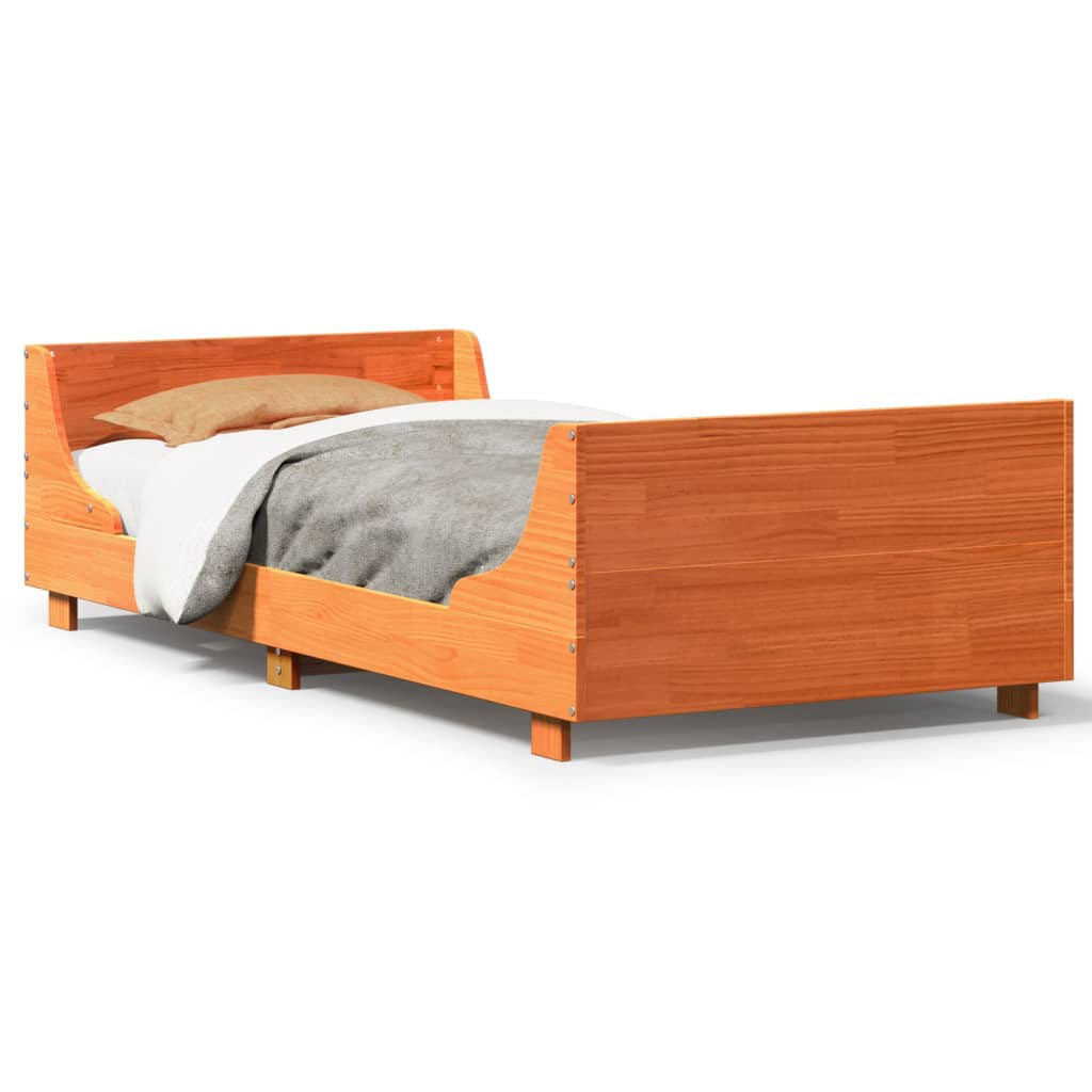 vidaXL Letto senza Materasso Marrone Cera 90x200 cm Legno di Pino
