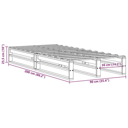 vidaXL Letto senza Materasso Marrone Cera 90x200 cm Legno di Pino