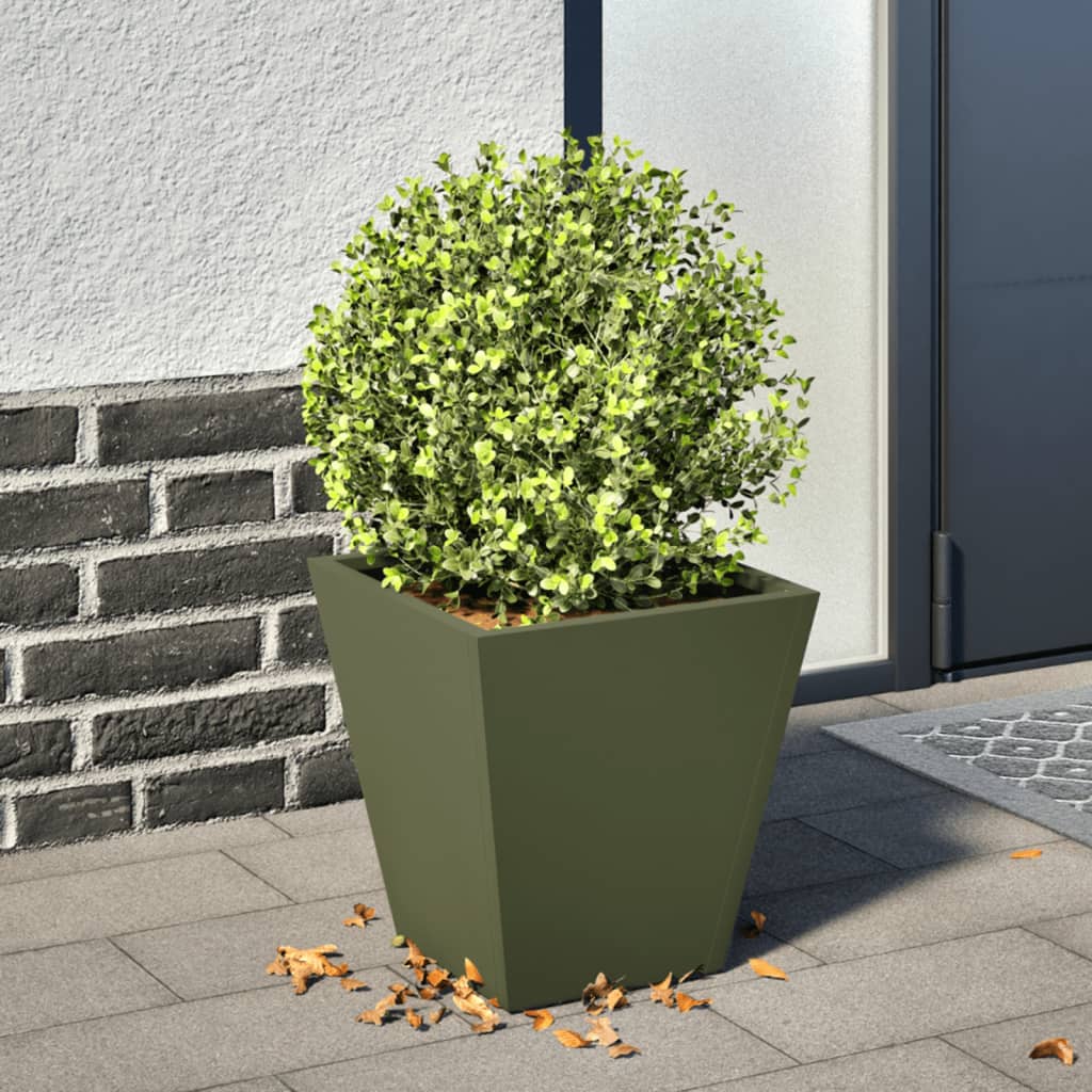 vidaXL Fioriera da Giardino Verde Oliva 30x30x30 cm in Acciaio