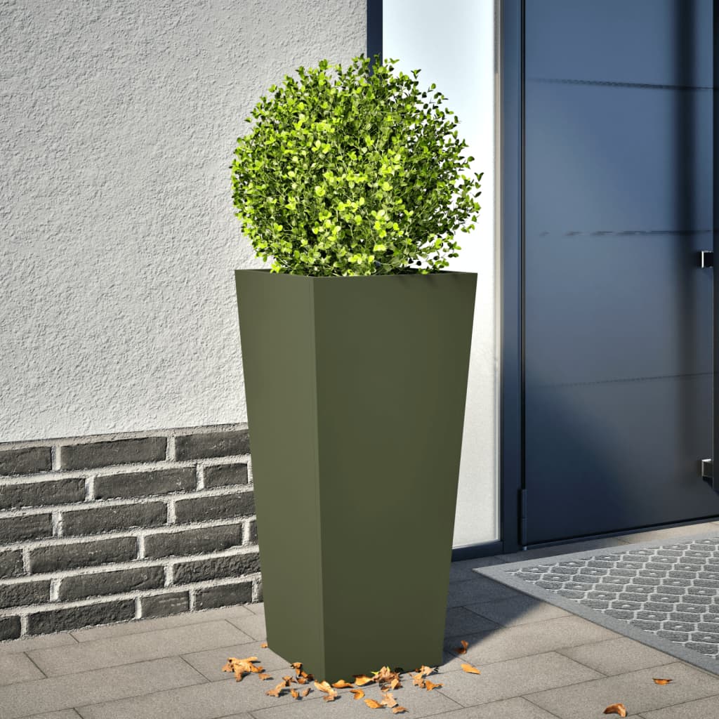 vidaXL Fioriera da Giardino Verde Oliva 35x35x75 cm in Acciaio