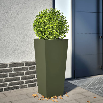 vidaXL Fioriera da Giardino Verde Oliva 35x35x75 cm in Acciaio