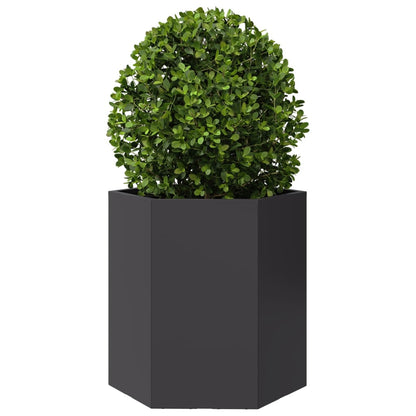 vidaXL Fioriera da Giardino Nera Esagono 46x40x45 cm in Acciaio