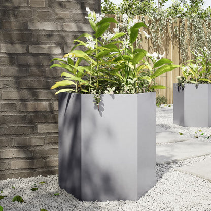 vidaXL Fioriera da Giardino Esagono 46x40x45 cm in Acciaio Zincato VIDAXL