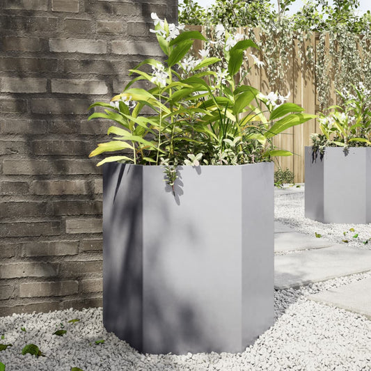 vidaXL Fioriera da Giardino Esagono 46x40x45 cm in Acciaio Zincato VIDAXL