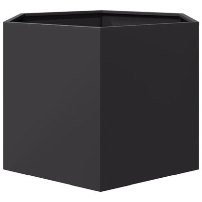 vidaXL Fioriera da Giardino Nera Esagono 69x60x45 cm in Acciaio