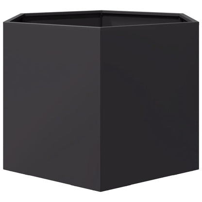 vidaXL Fioriera da Giardino Nera Esagono 69x60x45 cm in Acciaio