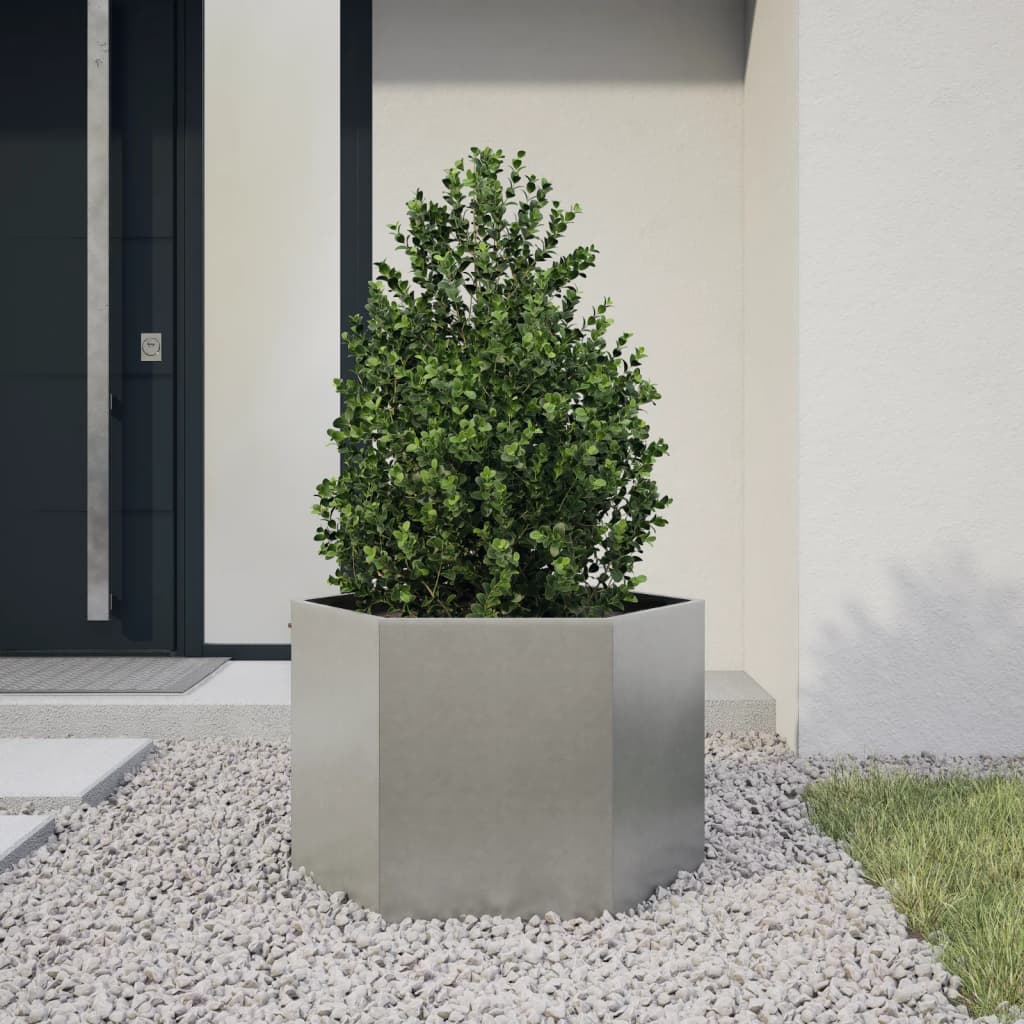 vidaXL Fioriera da Giardino Esagono 69x60x45 cm in Acciaio Inox VIDAXL