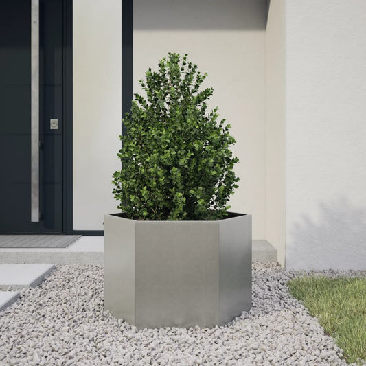 vidaXL Fioriera da Giardino Esagono 69x60x45 cm in Acciaio Inox VIDAXL