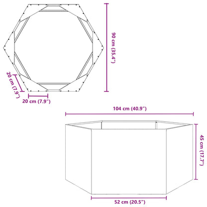 vidaXL Fioriera da Giardino Nera Esagono 104x90x45 cm in Acciaio
