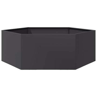 vidaXL Fioriera da Giardino Nera Esagono 138x120x45 cm in Acciaio