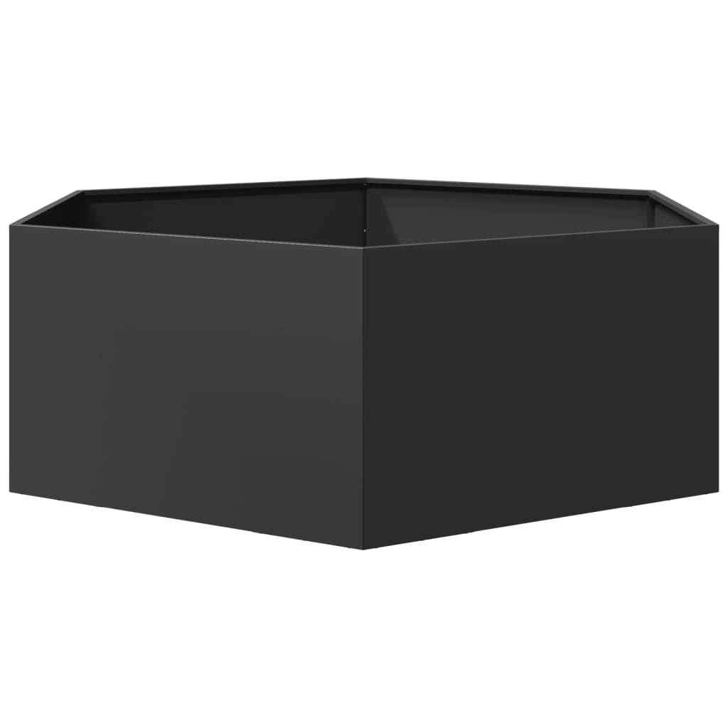 vidaXL Fioriera da Giardino Nera Esagono 138x120x45 cm in Acciaio