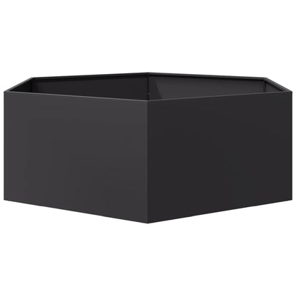 vidaXL Fioriera da Giardino Nera Esagono 138x120x45 cm in Acciaio