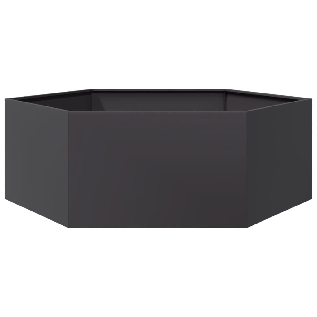 vidaXL Fioriera da Giardino Nera Esagono 138x120x45 cm in Acciaio