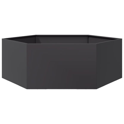vidaXL Fioriera da Giardino Nera Esagono 138x120x45 cm in Acciaio
