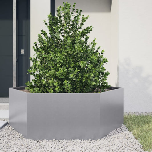 vidaXL Fioriera da Giardino Esagono 138x120x45 cm in Acciaio Zincato