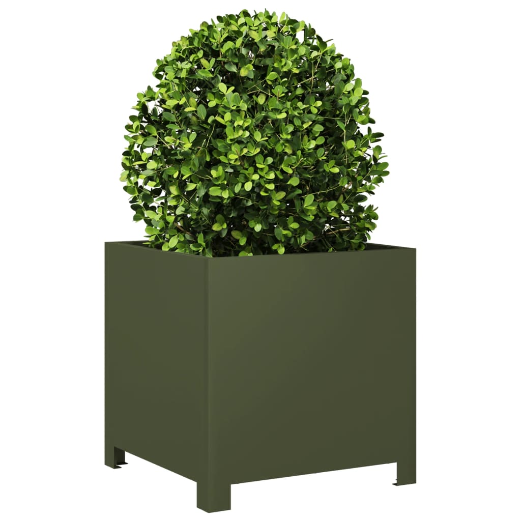 vidaXL Fioriera da Giardino Verde Oliva 40x40x40 cm in Acciaio